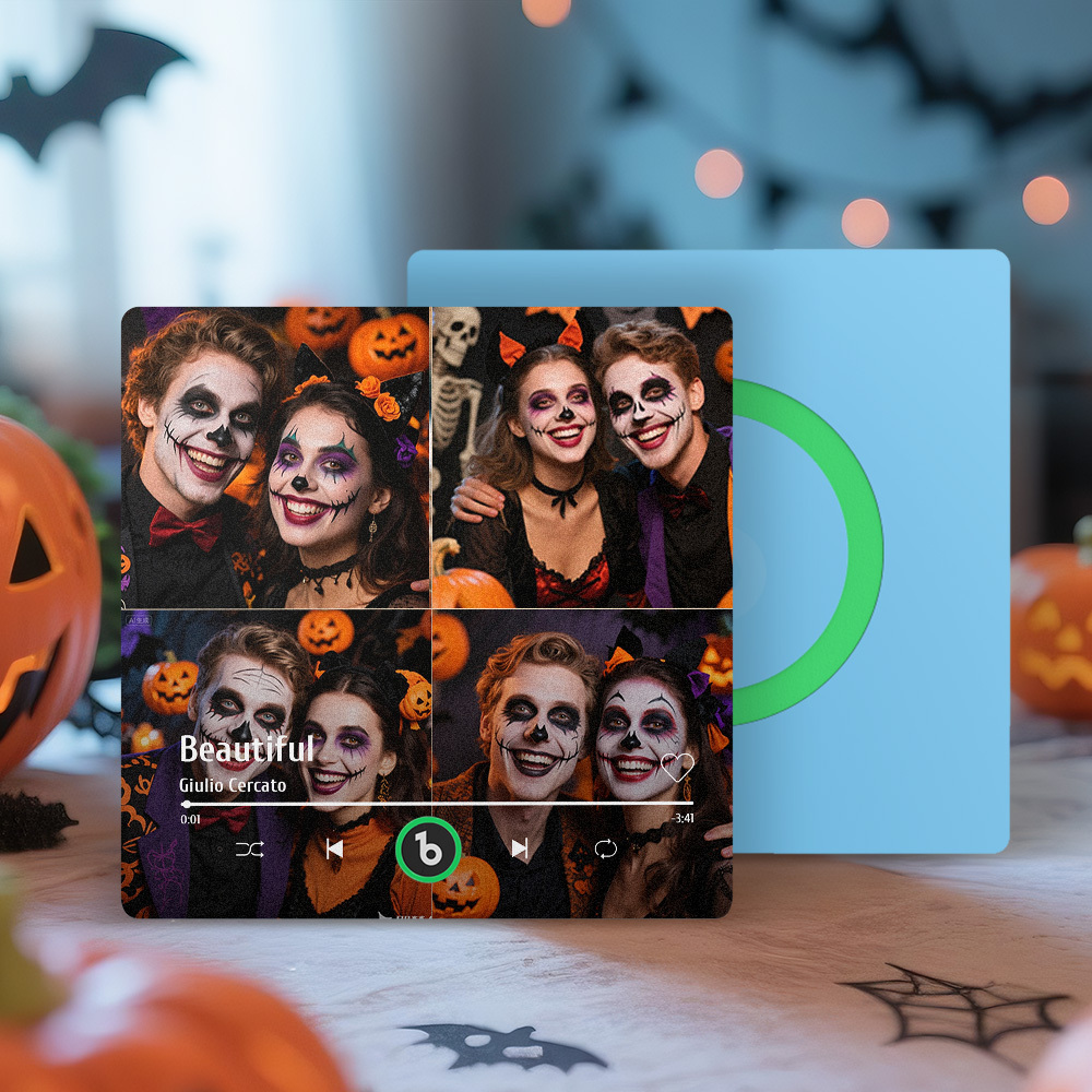 Custom Music Multiple Photo Fridge Magnet Personalized 4 Photo Music Fridge Magnet That Can Play Music Without Cellphone Supports Bluetooth Connectivity Halloween Gifts for Him - MyCustomBrickFigures