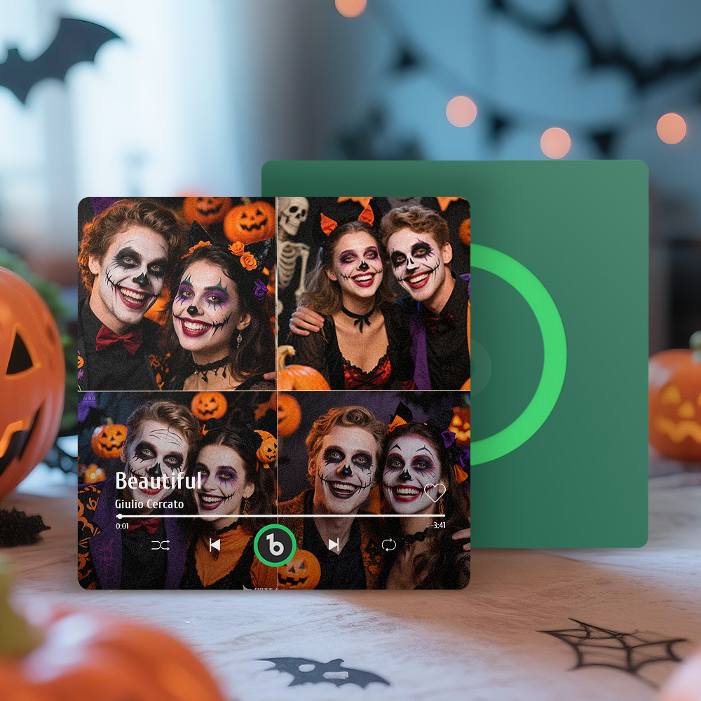 Custom Music Multiple Photo Fridge Magnet Personalized 4 Photo Music Fridge Magnet That Can Play Music Without Cellphone Supports Bluetooth Connectivity Halloween Gifts for Him - MyCustomBrickFigures