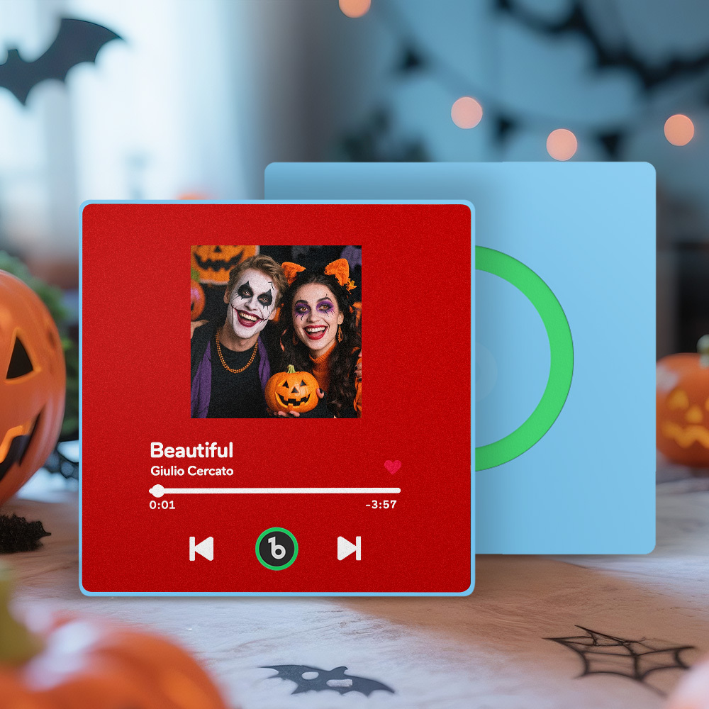 Custom Music Fridge Magnet Colorful Frame Personalized Album Fridge Magnet That Can Be Played Song Halloween Gift for Couple - MyCustomBrickFigures