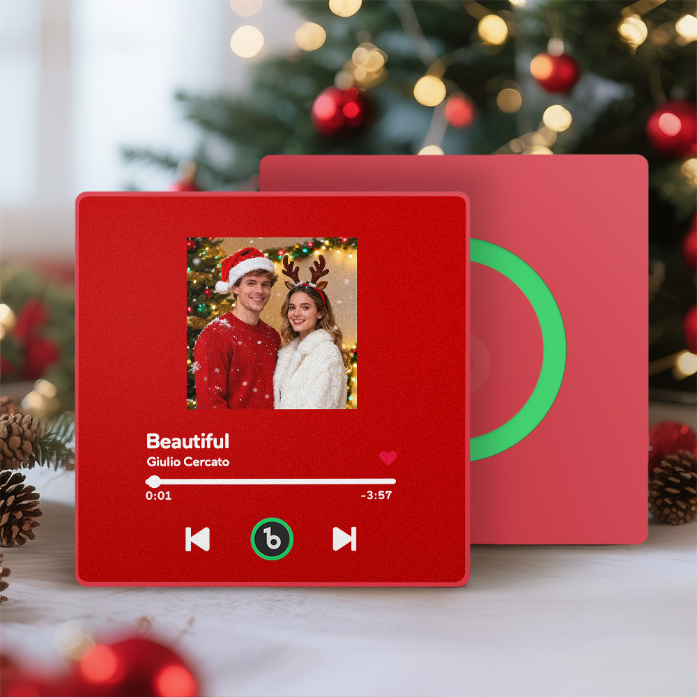 Custom Music Fridge Magnet Colorful Frame Personalized Album Fridge Magnet That Can Be Played Song Christmas Gift for Couple - MyCustomBrickFigures