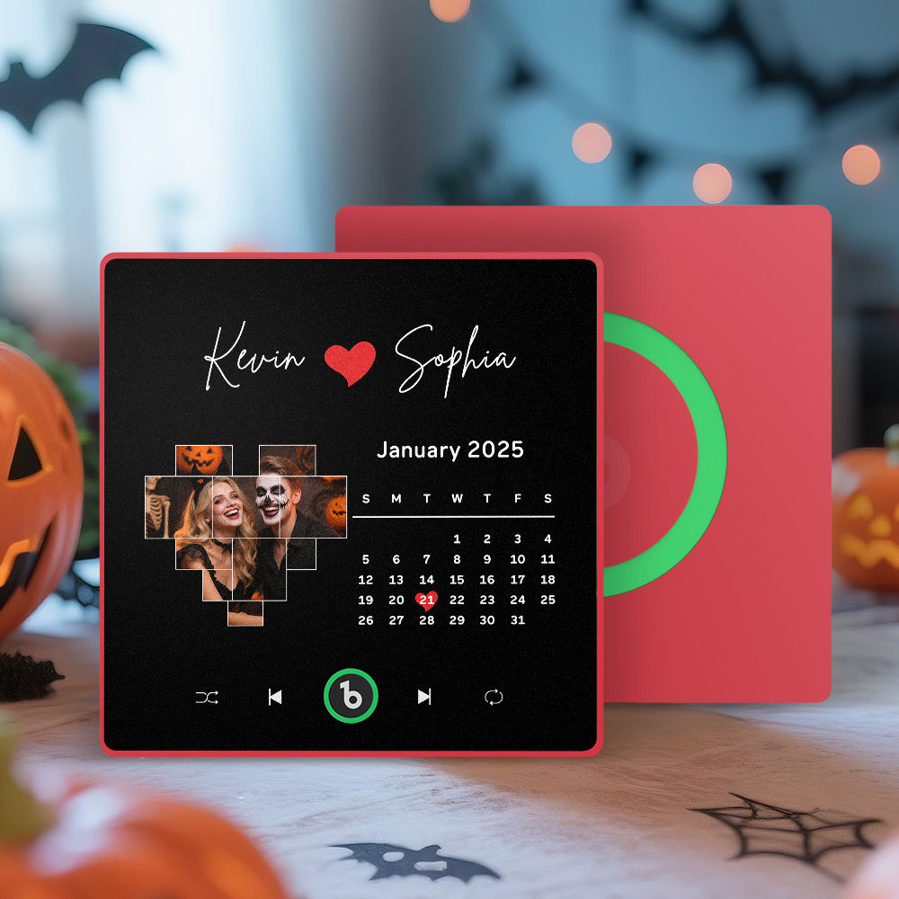 Custom Musical Fridge Magnets with Date Halloween Gifts for Lover - MyCustomBrickFigures