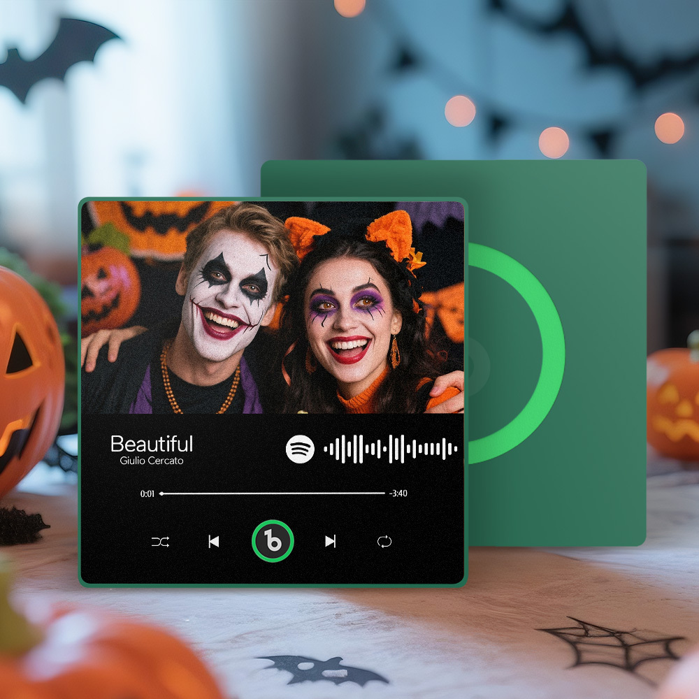 Custom Music And Photo Fridge Magnet Personalized Song Magnets That Can Play Music FridgeBeats Pro Supports Bluetooth Connectivity Halloween Gifts for Couple - MyCustomBrickFigures