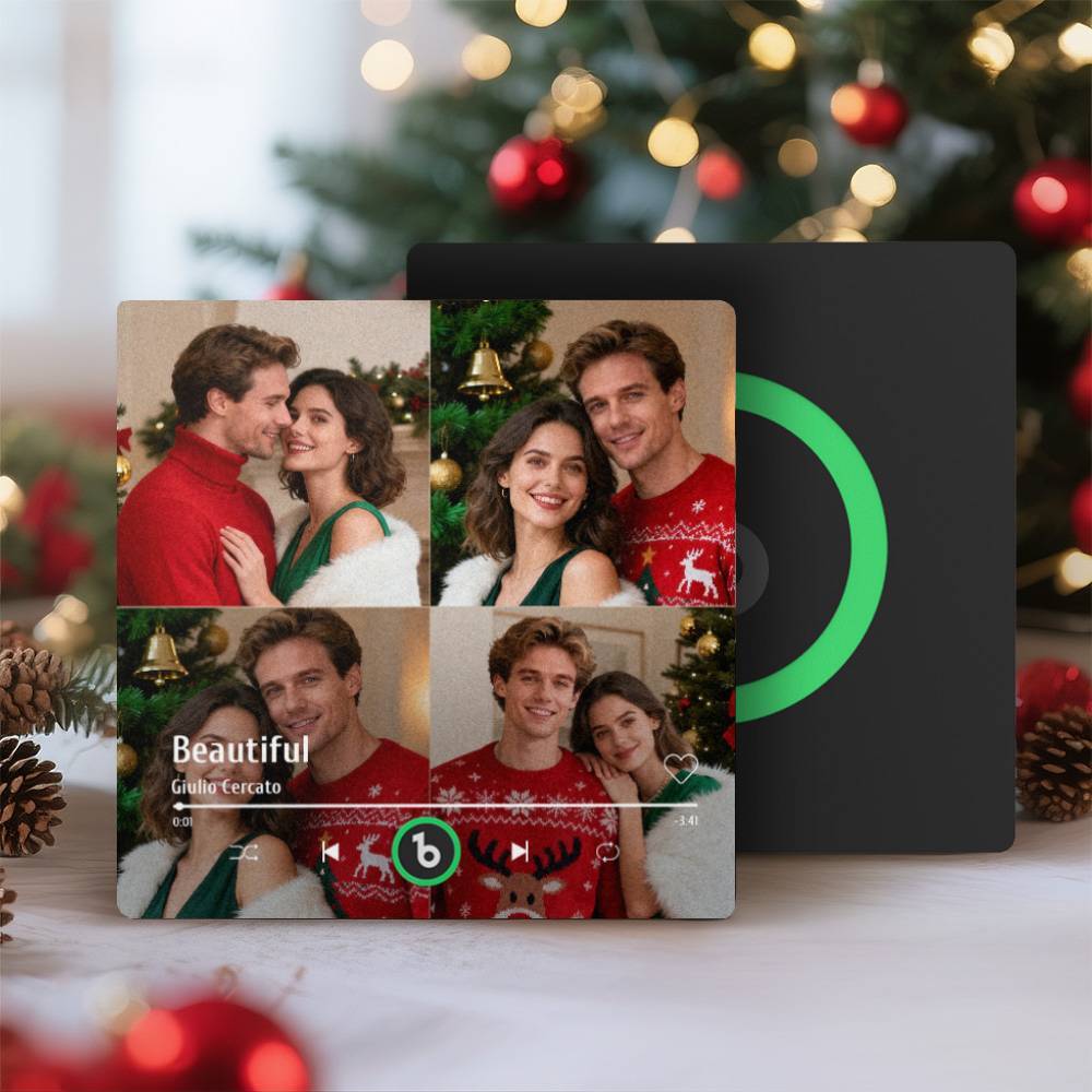 Custom Music Multiple Photo Fridge Magnet Personalized 4 Photo Music Fridge Magnet That Can Play Music Without Cellphone Supports Bluetooth Connectivity Christmas Gifts for Him - MyCustomBrickFigures