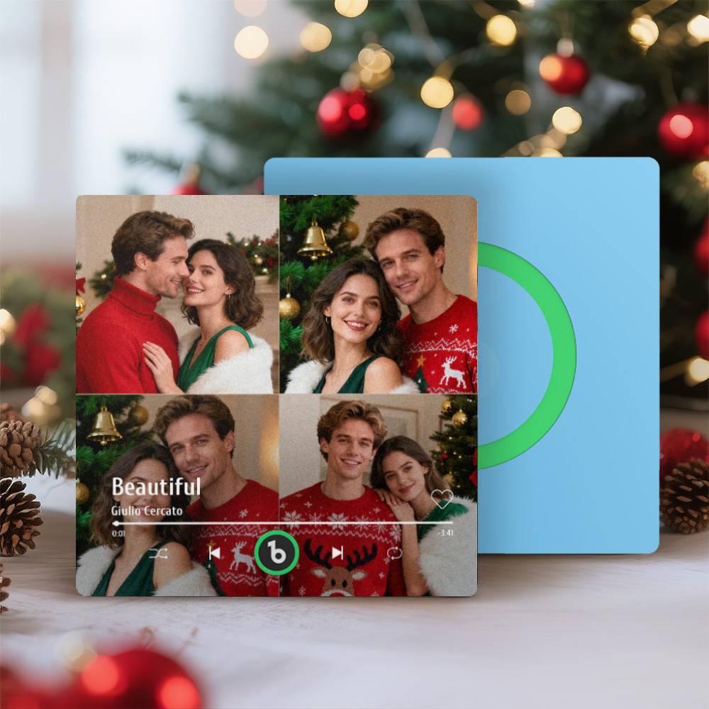 Custom Music Multiple Photo Fridge Magnet Personalized 4 Photo Music Fridge Magnet That Can Play Music Without Cellphone Supports Bluetooth Connectivity Christmas Gifts for Him - MyCustomBrickFigures