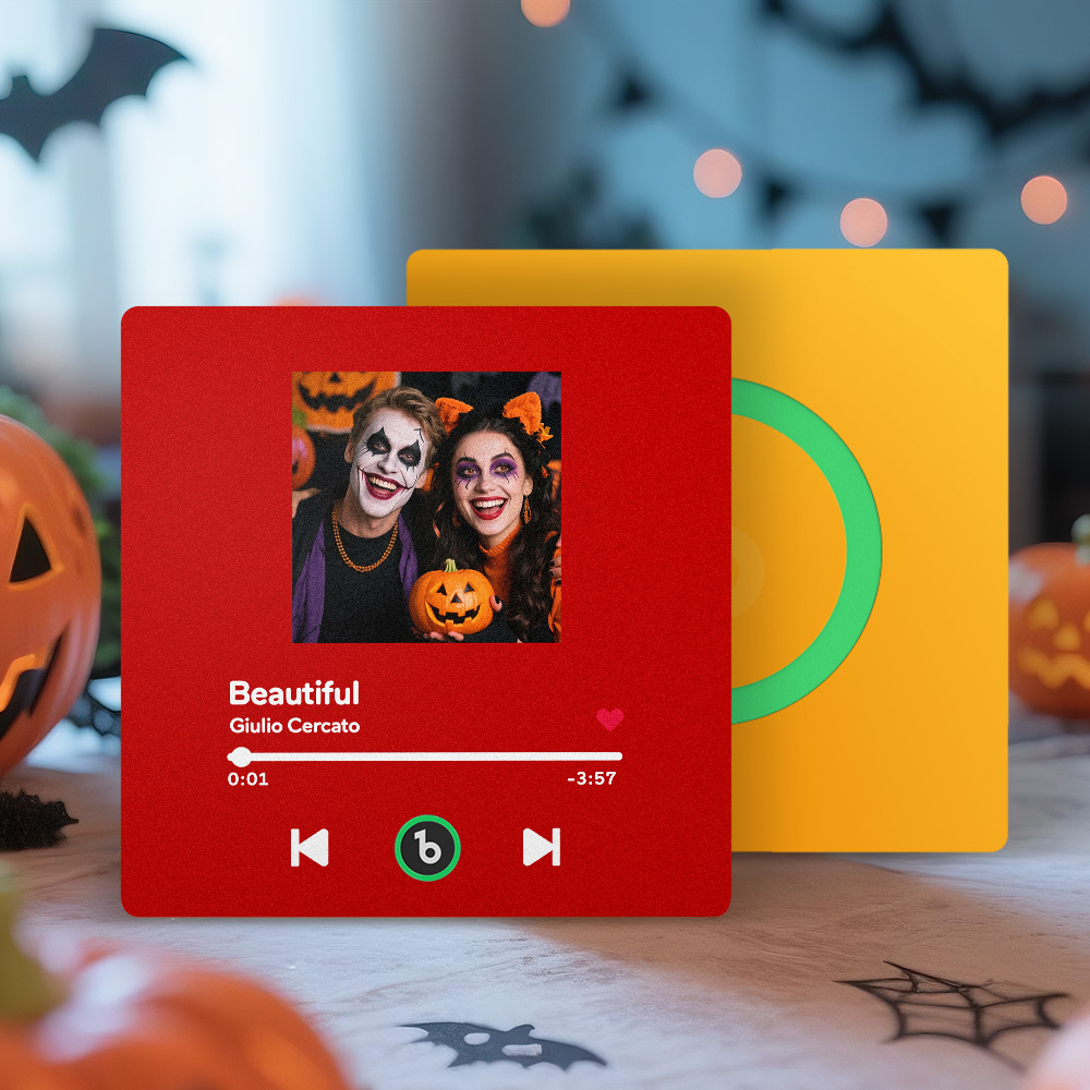 Custom Music Fridge Magnet Colorful Frame Personalized Album Fridge Magnet That Can Be Played Song Halloween Gift for Couple - MyCustomBrickFigures