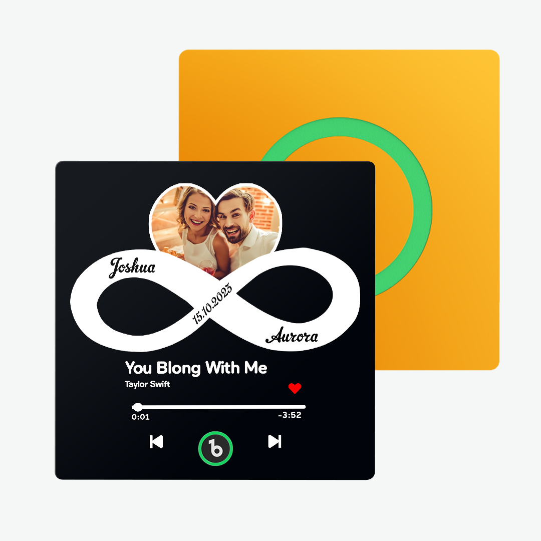 Custom Music and Photo Fridge Magnet with Text Infinite Love Fridge Magnet Gift for Couple