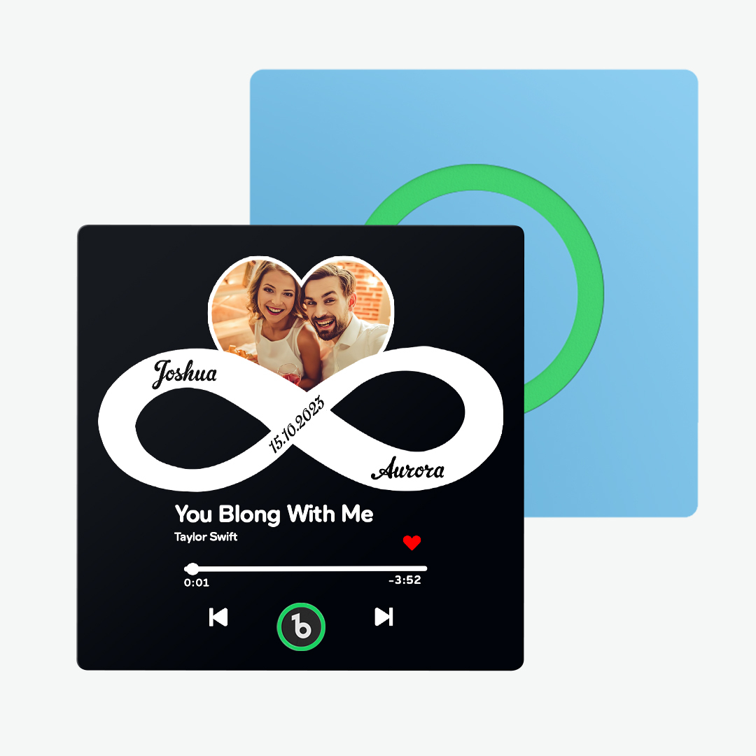 Custom Music and Photo Fridge Magnet with Text Infinite Love Fridge Magnet Gift for Couple
