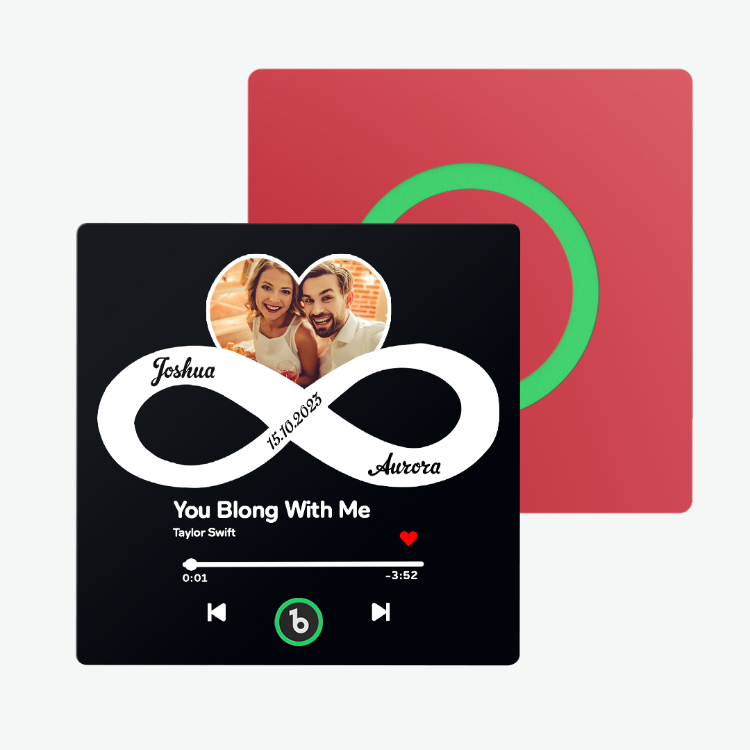 Custom Music and Photo Fridge Magnet with Text Infinite Love Fridge Magnet Gift for Couple