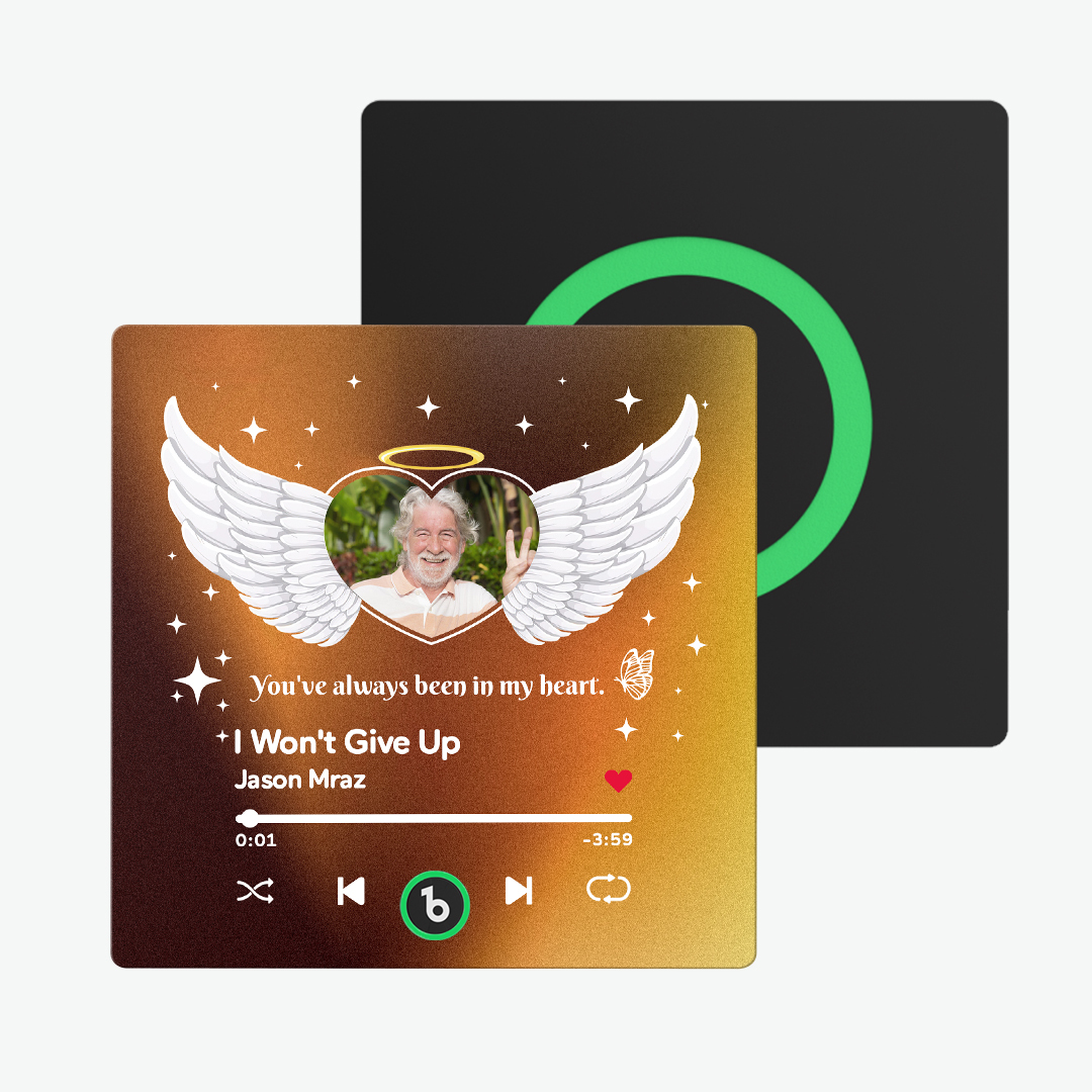 Custom Music Fridge Magnet with Photo and Text Personalized Wings Fridge Magnet for Memory