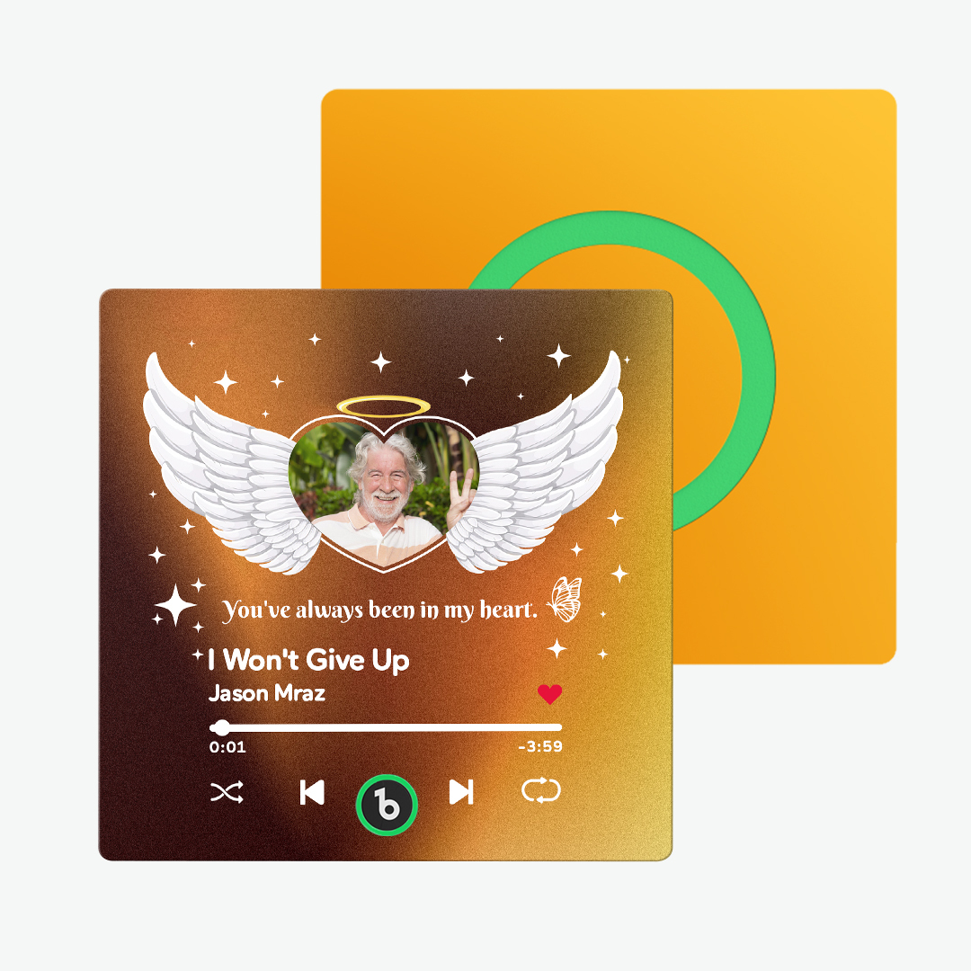 Custom Music Fridge Magnet with Photo and Text Personalized Wings Fridge Magnet for Memory