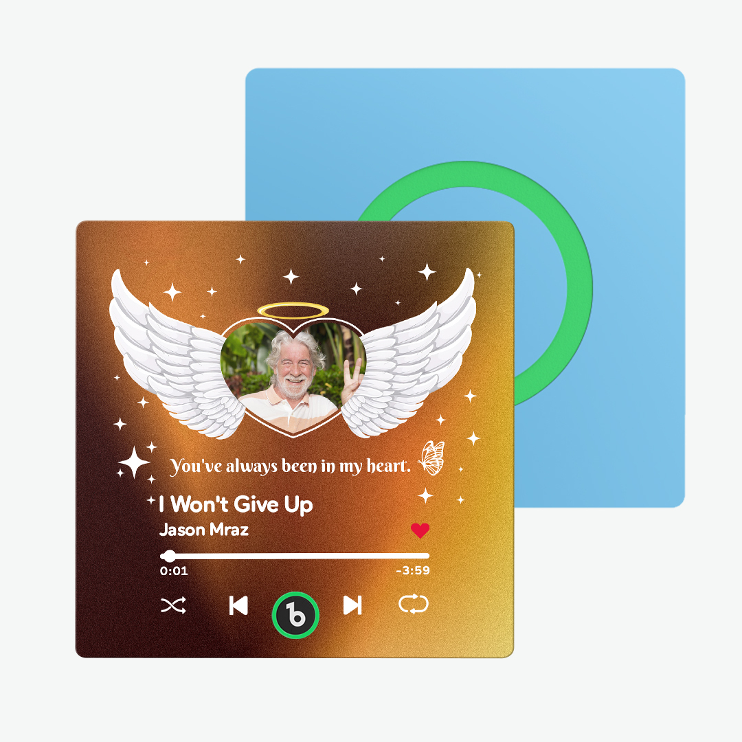 Custom Music Fridge Magnet with Photo and Text Personalized Wings Fridge Magnet for Memory