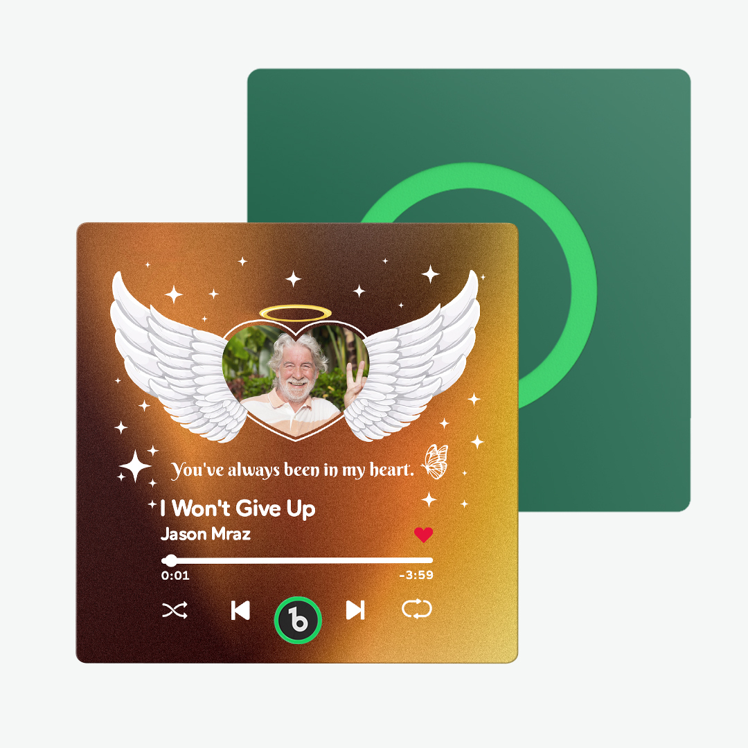 Custom Music Fridge Magnet with Photo and Text Personalized Wings Fridge Magnet for Memory