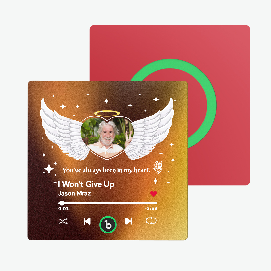 Custom Music Fridge Magnet with Photo and Text Personalized Wings Fridge Magnet for Memory