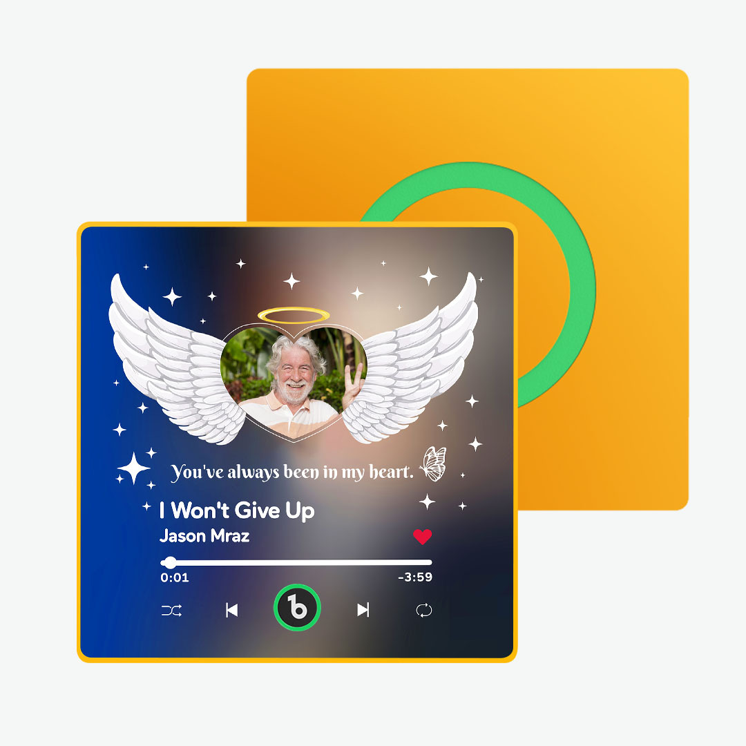 Custom Music Fridge Magnet with Photo and Text Personalized Wings Fridge Magnet for Memory
