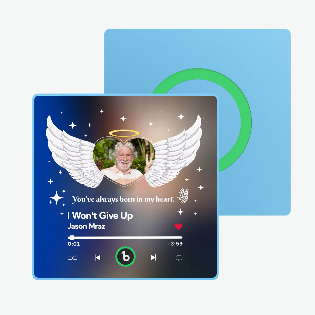 Custom Music Fridge Magnet with Photo and Text Personalized Wings Fridge Magnet for Memory