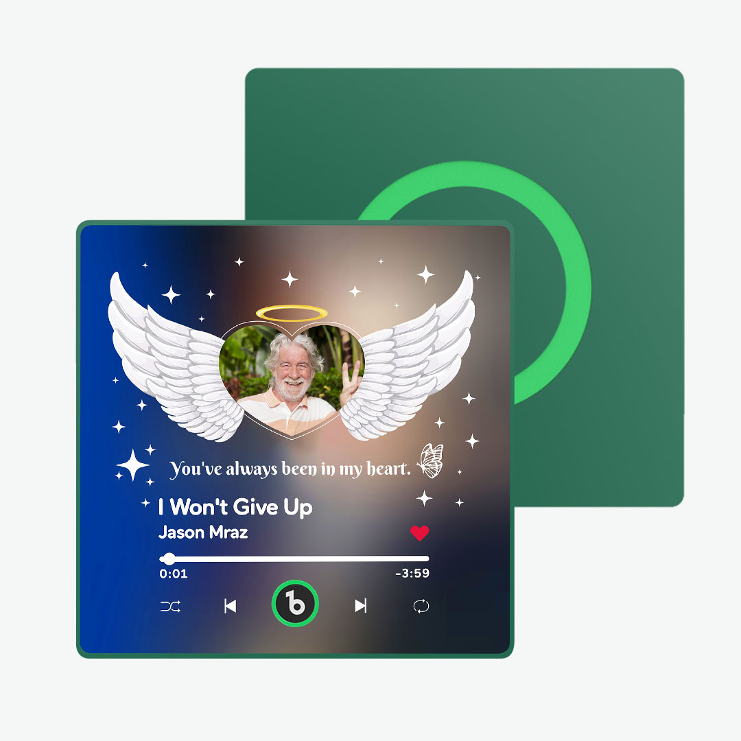 Custom Music Fridge Magnet with Photo and Text Personalized Wings Fridge Magnet for Memory