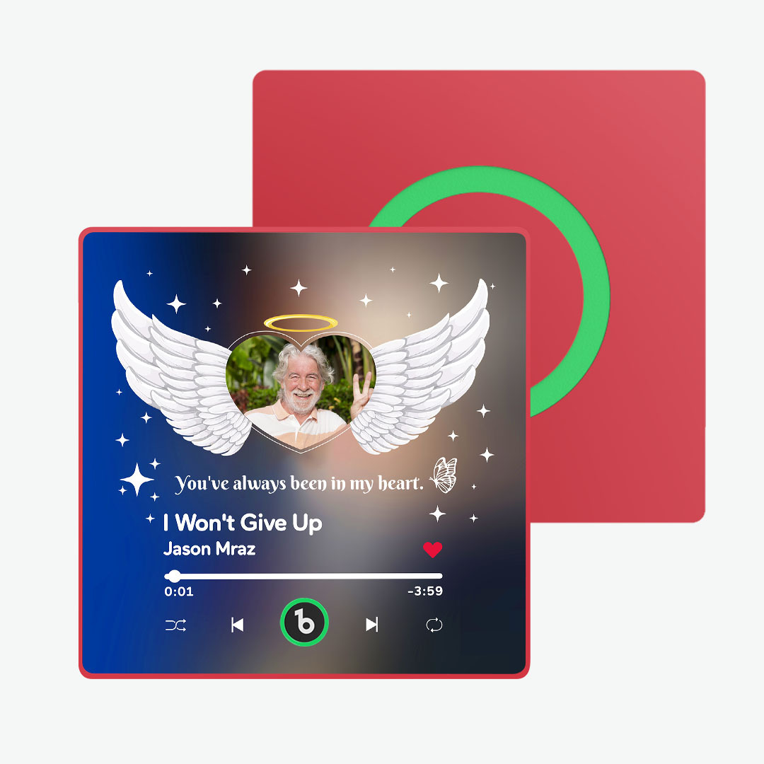 Custom Music Fridge Magnet with Photo and Text Personalized Wings Fridge Magnet for Memory