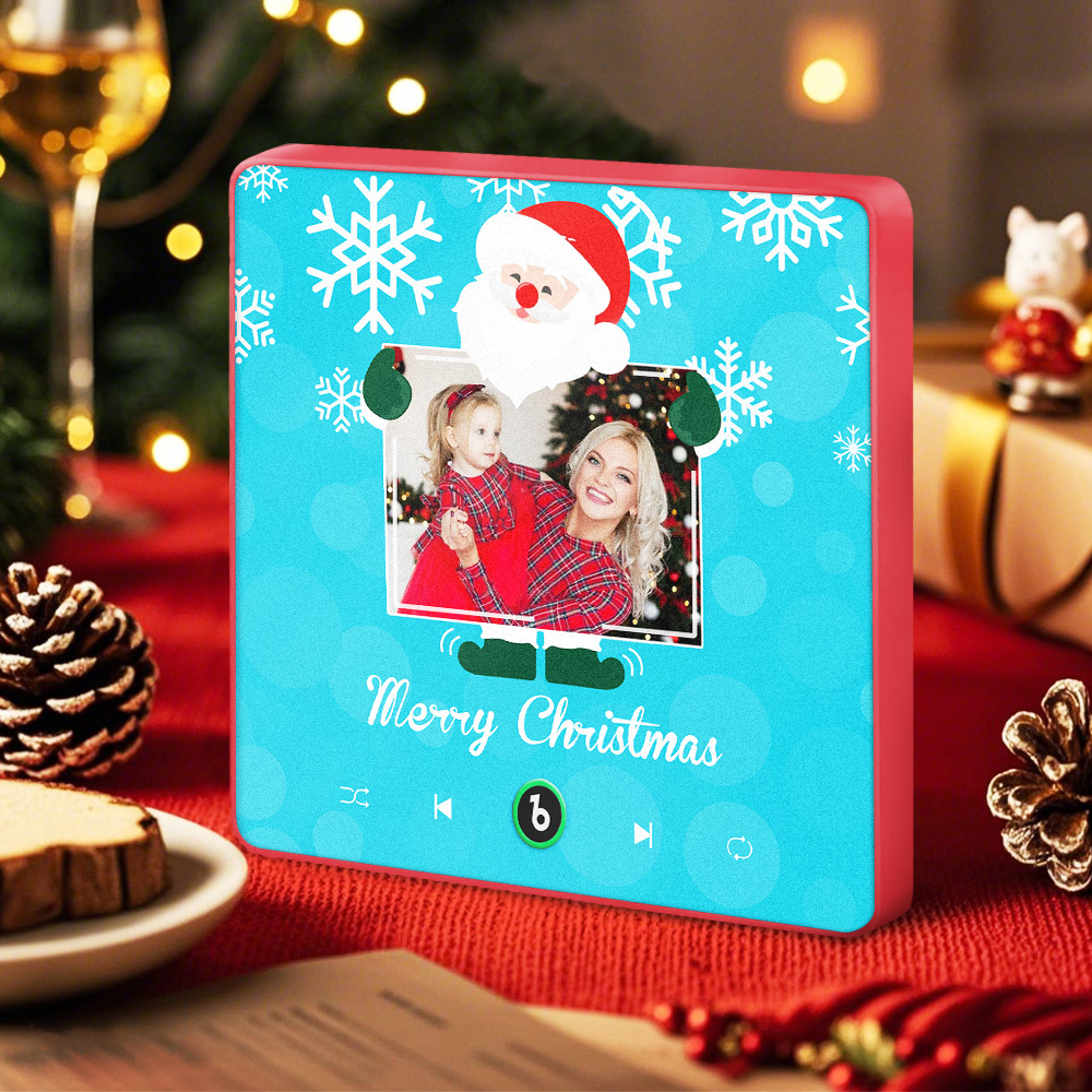 Custom Music And Photo Fridge Magnet Santa and Snowflakes Fridge Magnet for Christmas