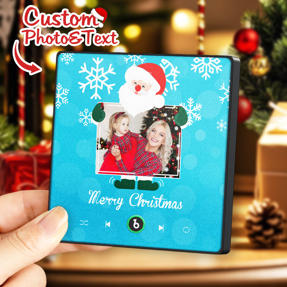 Custom Music And Photo Fridge Magnet Santa and Snowflakes Fridge Magnet for Christmas