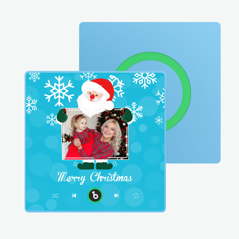 Custom Music And Photo Fridge Magnet Santa and Snowflakes Fridge Magnet for Christmas