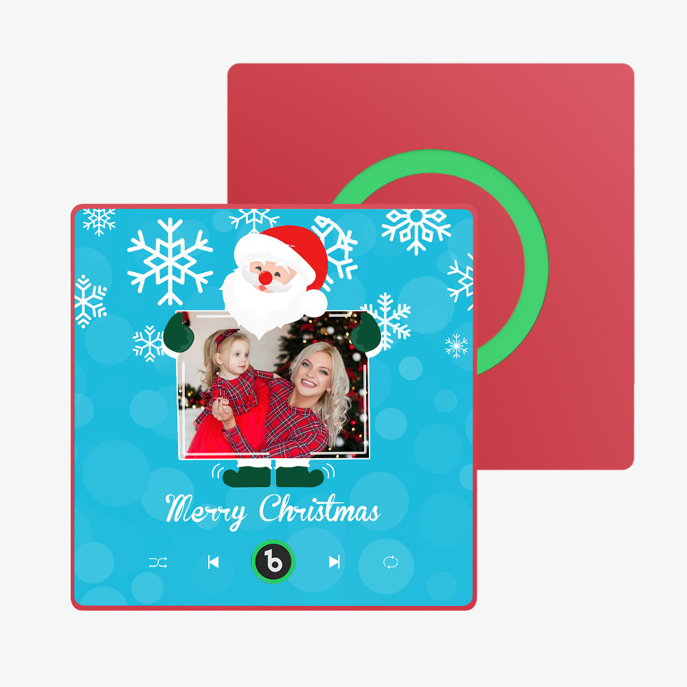 Custom Music And Photo Fridge Magnet Santa and Snowflakes Fridge Magnet for Christmas