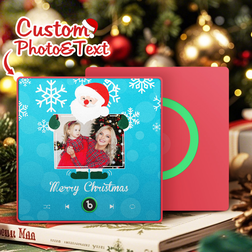 Custom Music And Photo Fridge Magnet Santa and Snowflakes Fridge Magnet for Christmas