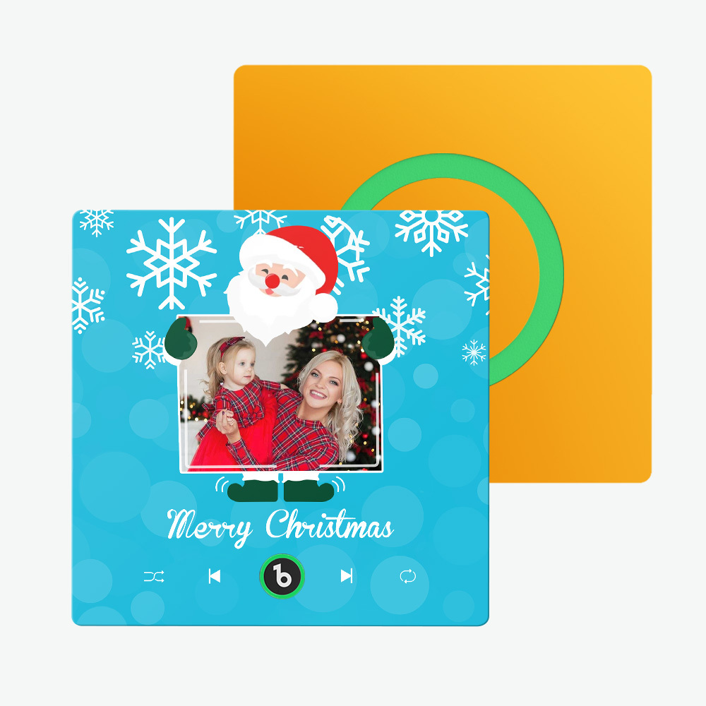 Custom Music And Photo Fridge Magnet Santa and Snowflakes Fridge Magnet for Christmas