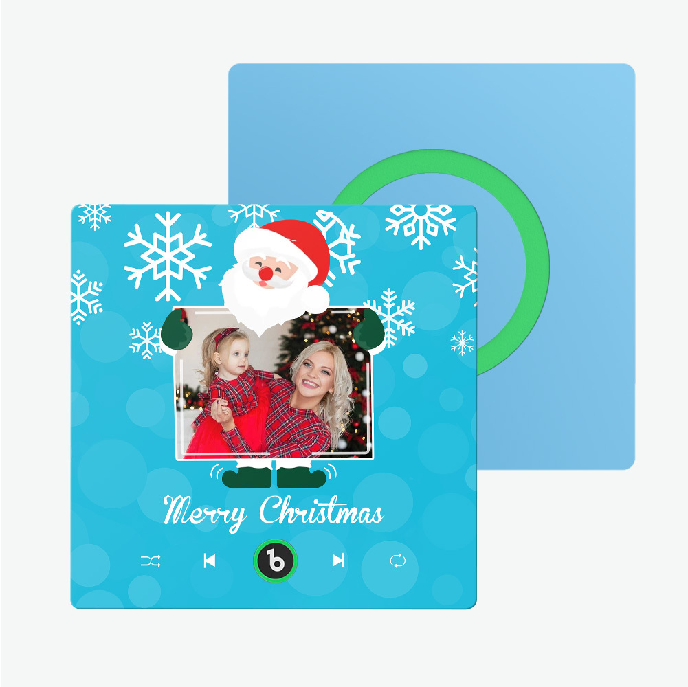 Custom Music And Photo Fridge Magnet Santa and Snowflakes Fridge Magnet for Christmas