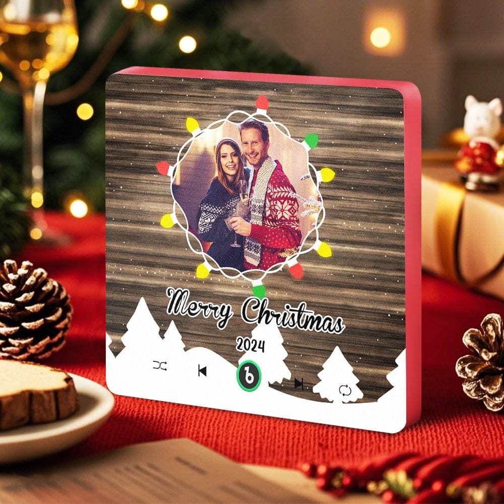 Christmas Gift Custom Music Fridge Magnet Personalized Photo Colorful Fame Fridge Magnet Christmas String Light - Fridgebeats