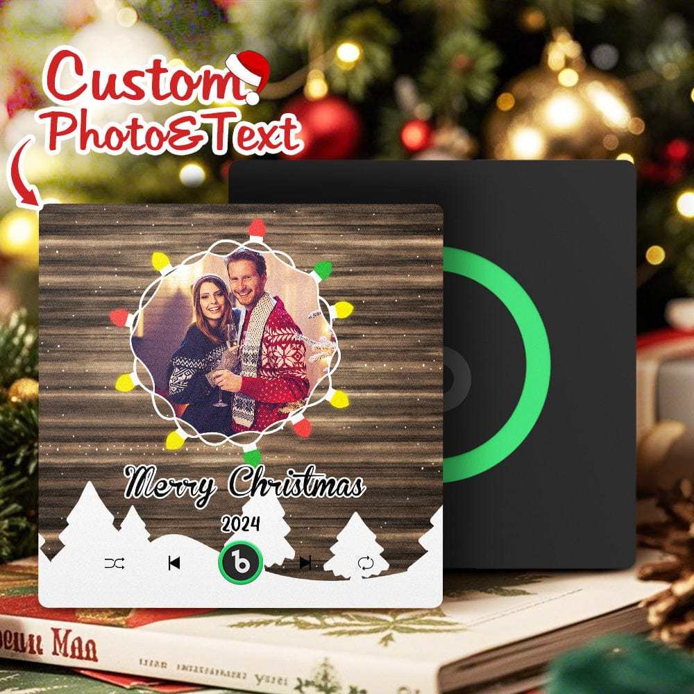 Christmas Gift Custom Music Fridge Magnet Personalized Photo Colorful Fame Fridge Magnet Christmas String Light - Fridgebeats