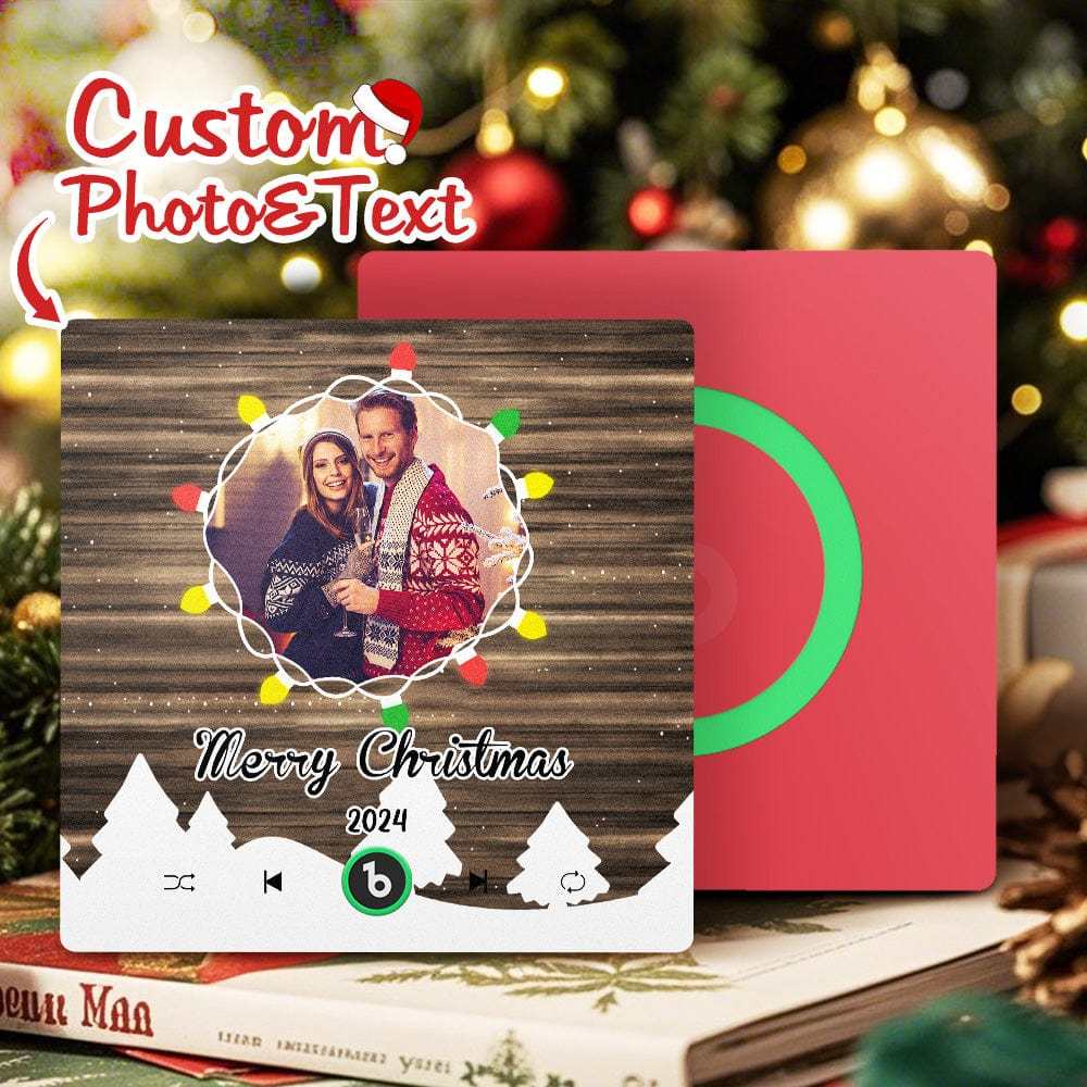 Christmas Gift Custom Music Fridge Magnet Personalized Photo Colorful Fame Fridge Magnet Christmas String Light - Fridgebeats