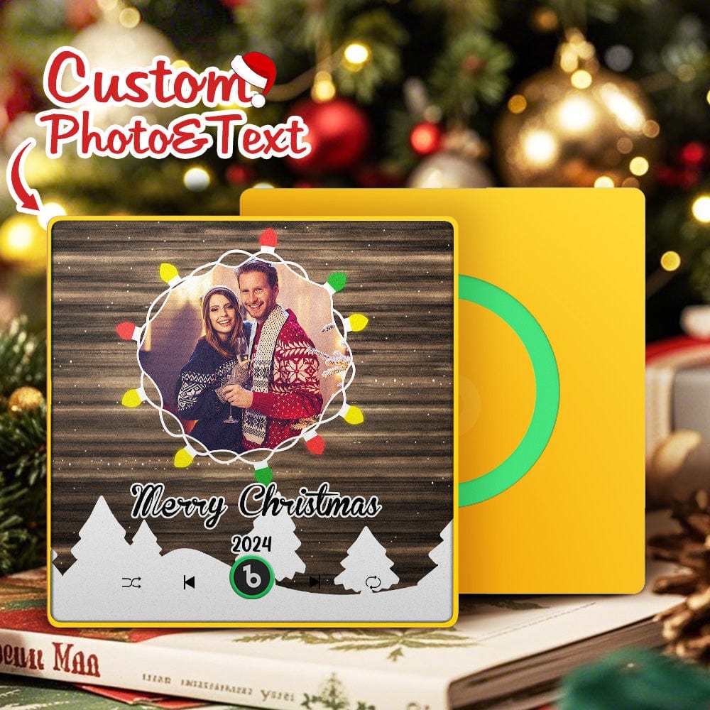 Christmas Gift Custom Music Fridge Magnet Personalized Photo Colorful Fame Fridge Magnet Christmas String Light - Fridgebeats