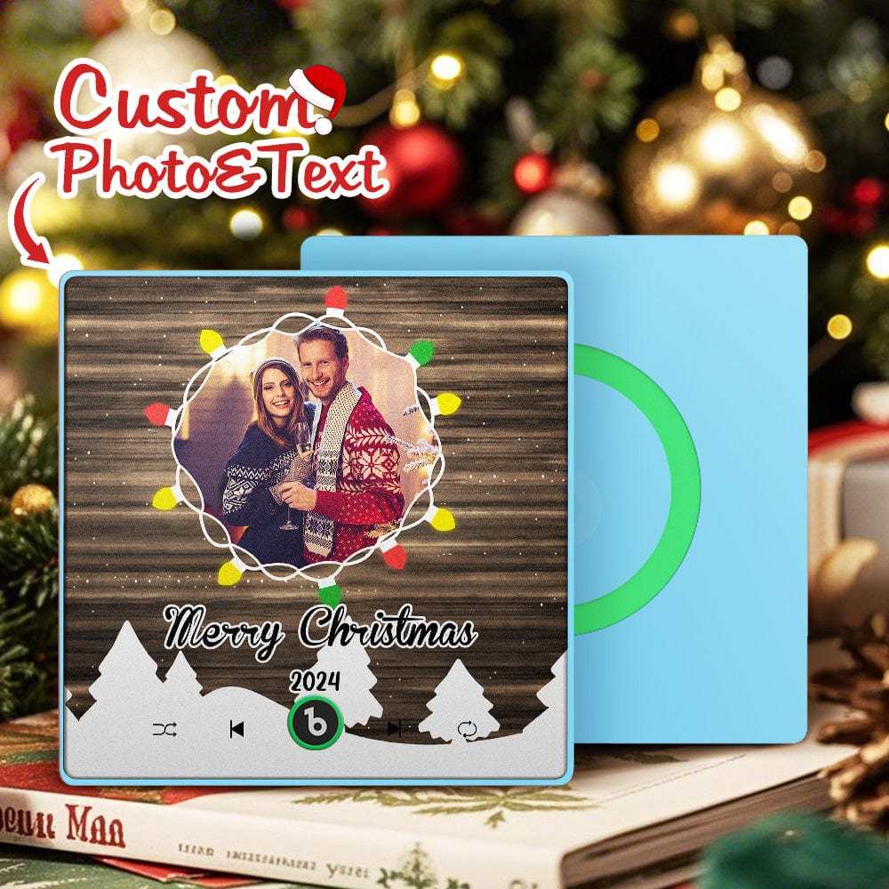 Christmas Gift Custom Music Fridge Magnet Personalized Photo Colorful Fame Fridge Magnet Christmas String Light - Fridgebeats
