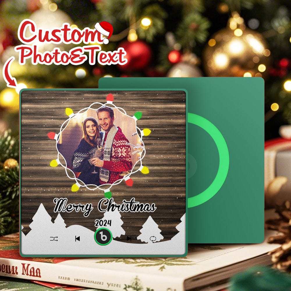 Christmas Gift Custom Music Fridge Magnet Personalized Photo Colorful Fame Fridge Magnet Christmas String Light - Fridgebeats