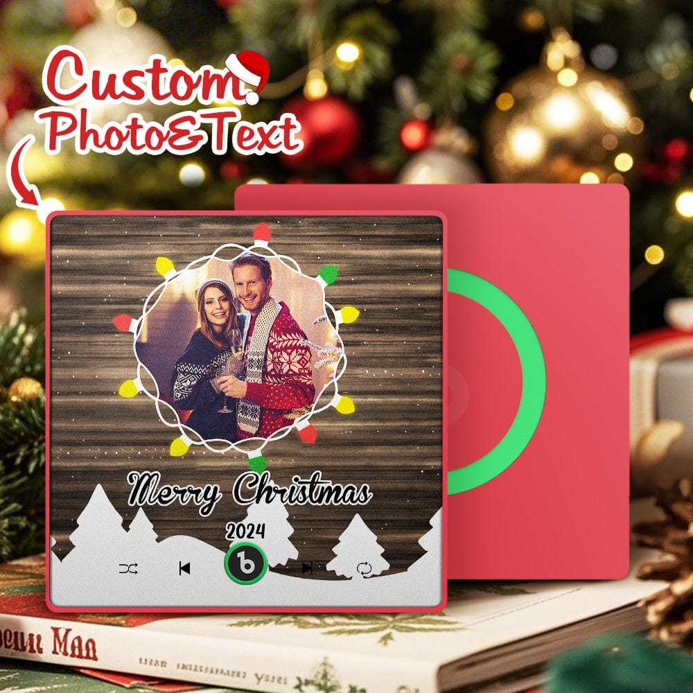 Christmas Gift Custom Music Fridge Magnet Personalized Photo Colorful Fame Fridge Magnet Christmas String Light - Fridgebeats