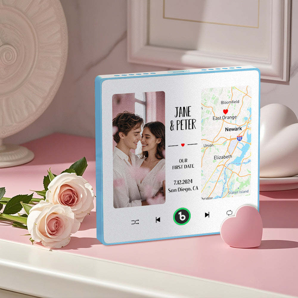 Custom Music Fridge Magnet with Photo and Map Upgraded Music Fridge Magnet Valentine's Gifts Our First Date - Fridgebeats