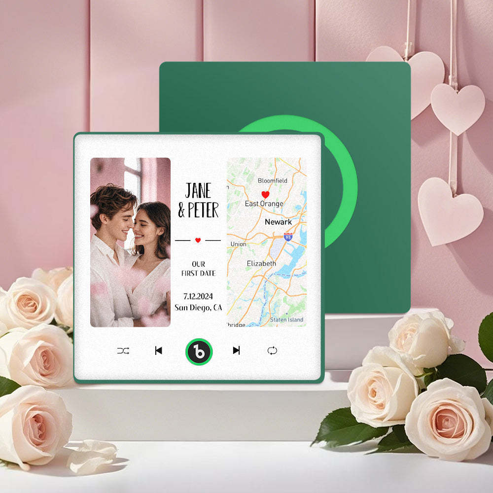 Custom Music Fridge Magnet with Photo and Map Upgraded Music Fridge Magnet Valentine's Gifts Our First Date - Fridgebeats