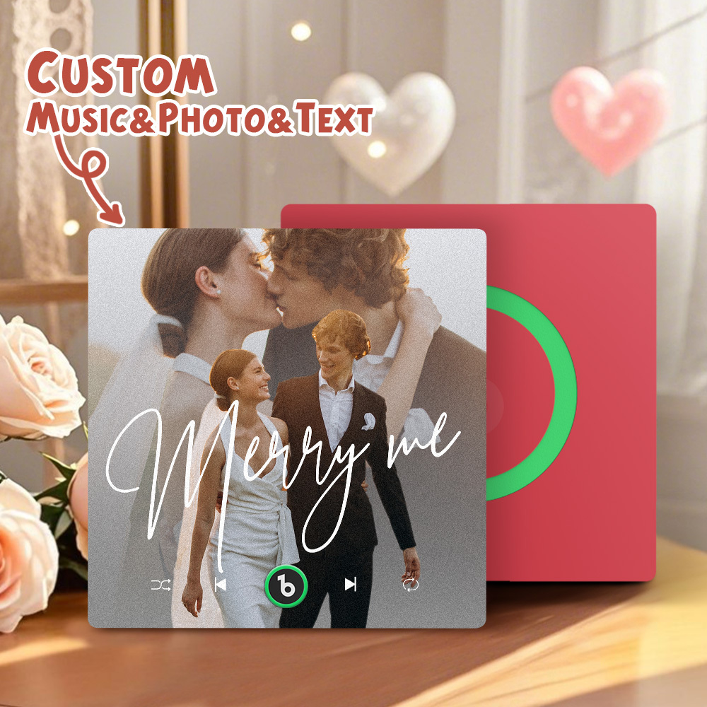 Custom Music Fridge Magnets Valentine's Day Gifts Custom Music Fridge Magnet Colorful Frame Album Fridge Magnet Can Play Songs Gift for Couple - Fridgebeats