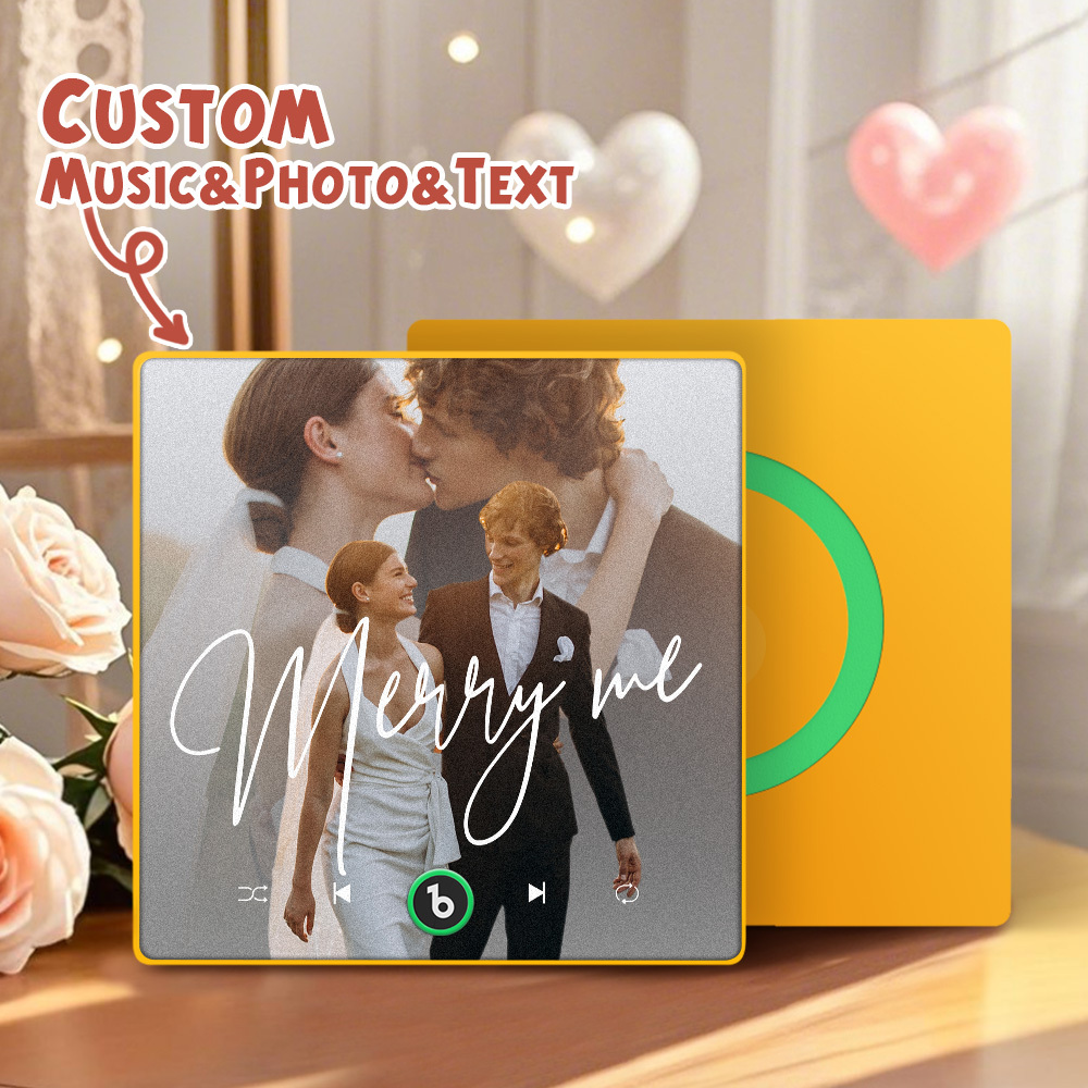 Custom Music Fridge Magnets Valentine's Day Gifts Custom Music Fridge Magnet Colorful Frame Album Fridge Magnet Can Play Songs Gift for Couple - Fridgebeats