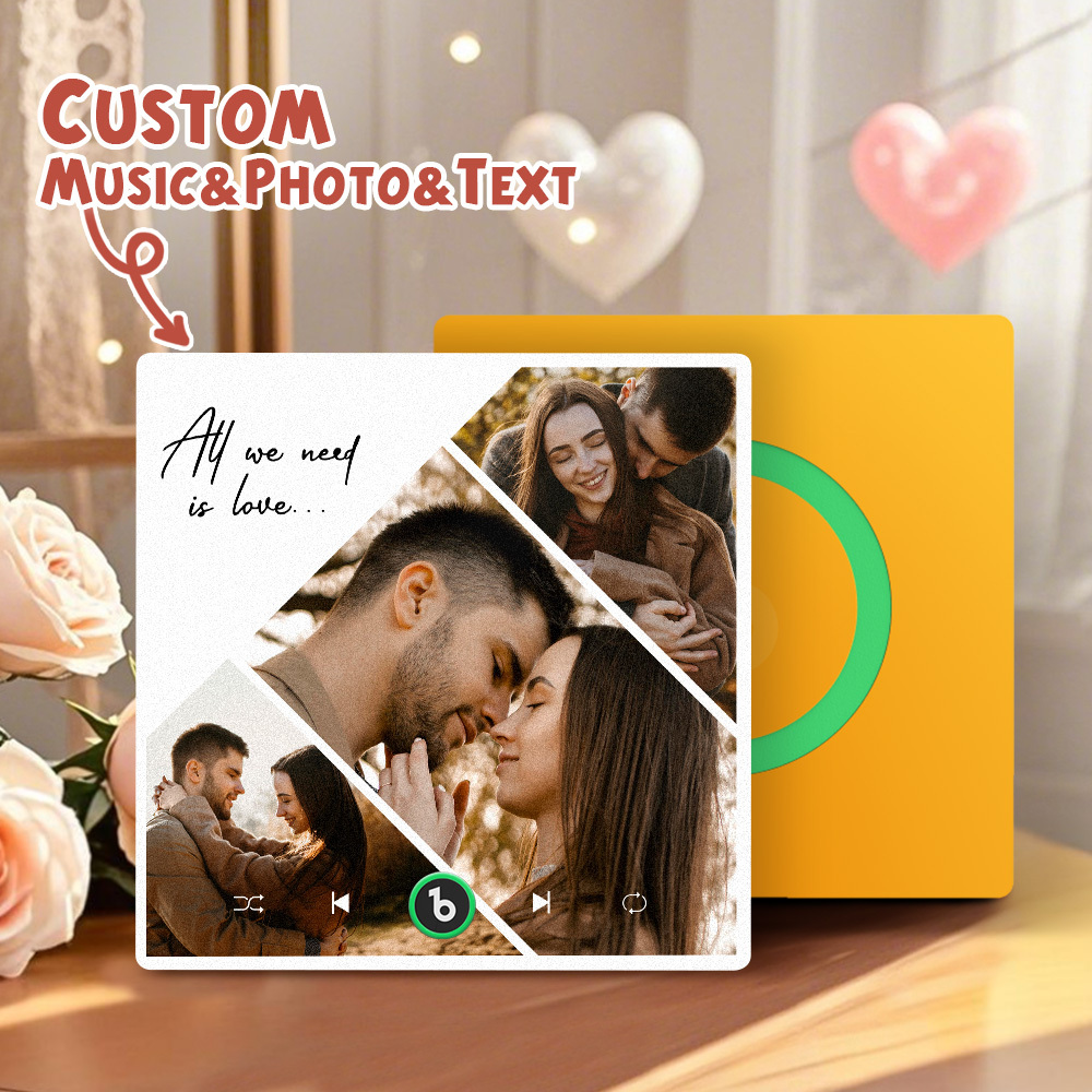 Custom Music Fridge Magnets Valentine's Day Gifts Custom Music Fridge Magnet Colorful Frame Album Fridge Magnet Can Play Songs Gift for Couple - Fridgebeats