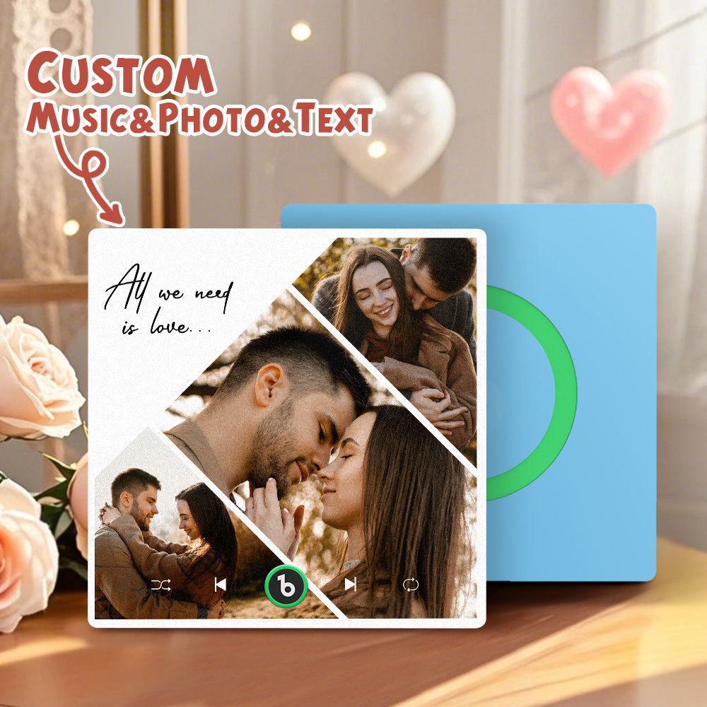 Custom Music Fridge Magnets Valentine's Day Gifts Custom Music Fridge Magnet Colorful Frame Album Fridge Magnet Can Play Songs Gift for Couple - Fridgebeats