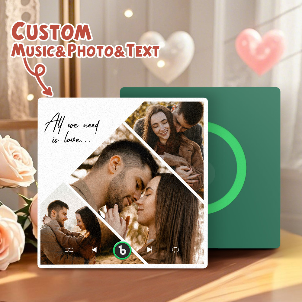 Custom Music Fridge Magnets Valentine's Day Gifts Custom Music Fridge Magnet Colorful Frame Album Fridge Magnet Can Play Songs Gift for Couple - Fridgebeats