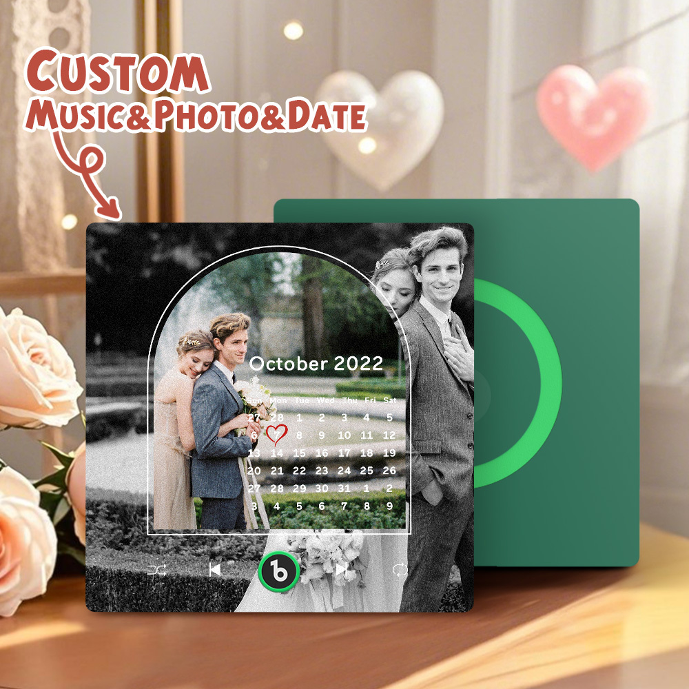 Custom Music Fridge Magnets Valentine's Day Gifts Custom Music Fridge Magnet Colorful Frame Album Fridge Magnet Can Play Songs Gift for Couple - Fridgebeats