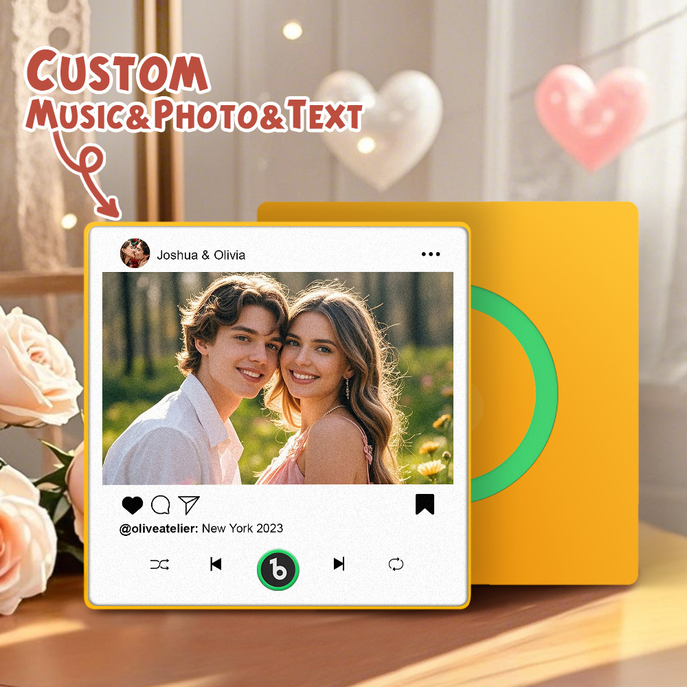 Custom Music Fridge Magnets Valentine's Day Gifts Custom Music Fridge Magnet Colorful Frame Album Fridge Magnet Can Play Songs Gift for Couple - Fridgebeats
