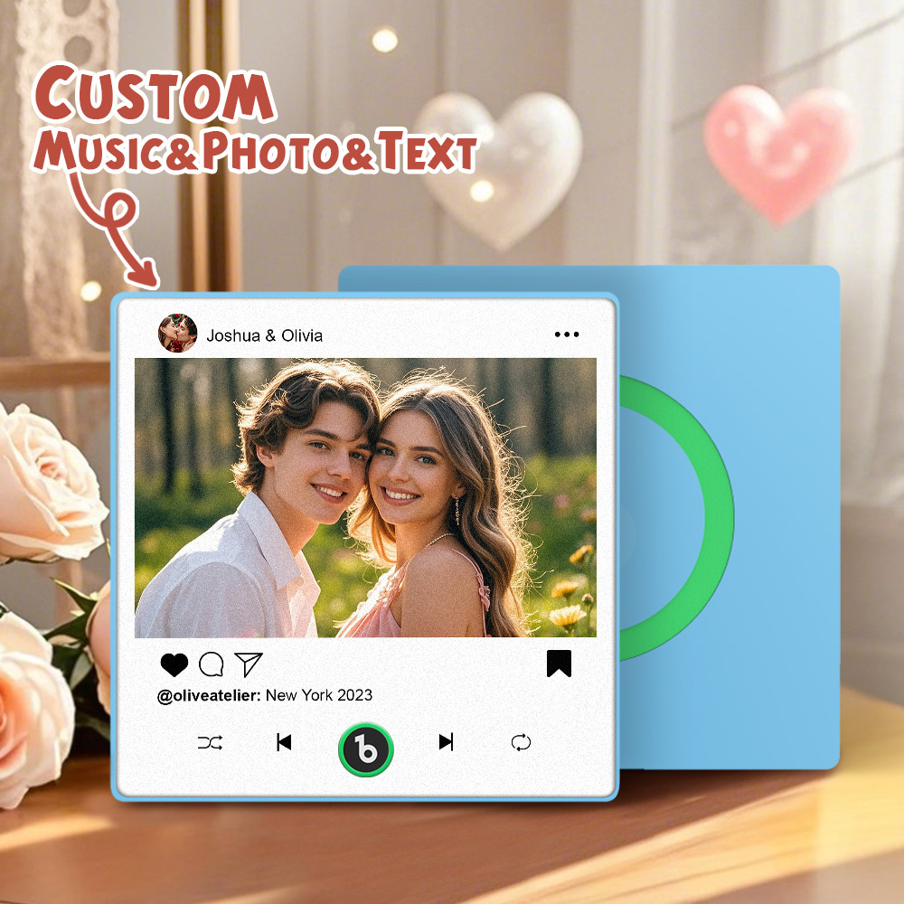 Custom Music Fridge Magnets Valentine's Day Gifts Custom Music Fridge Magnet Colorful Frame Album Fridge Magnet Can Play Songs Gift for Couple - Fridgebeats