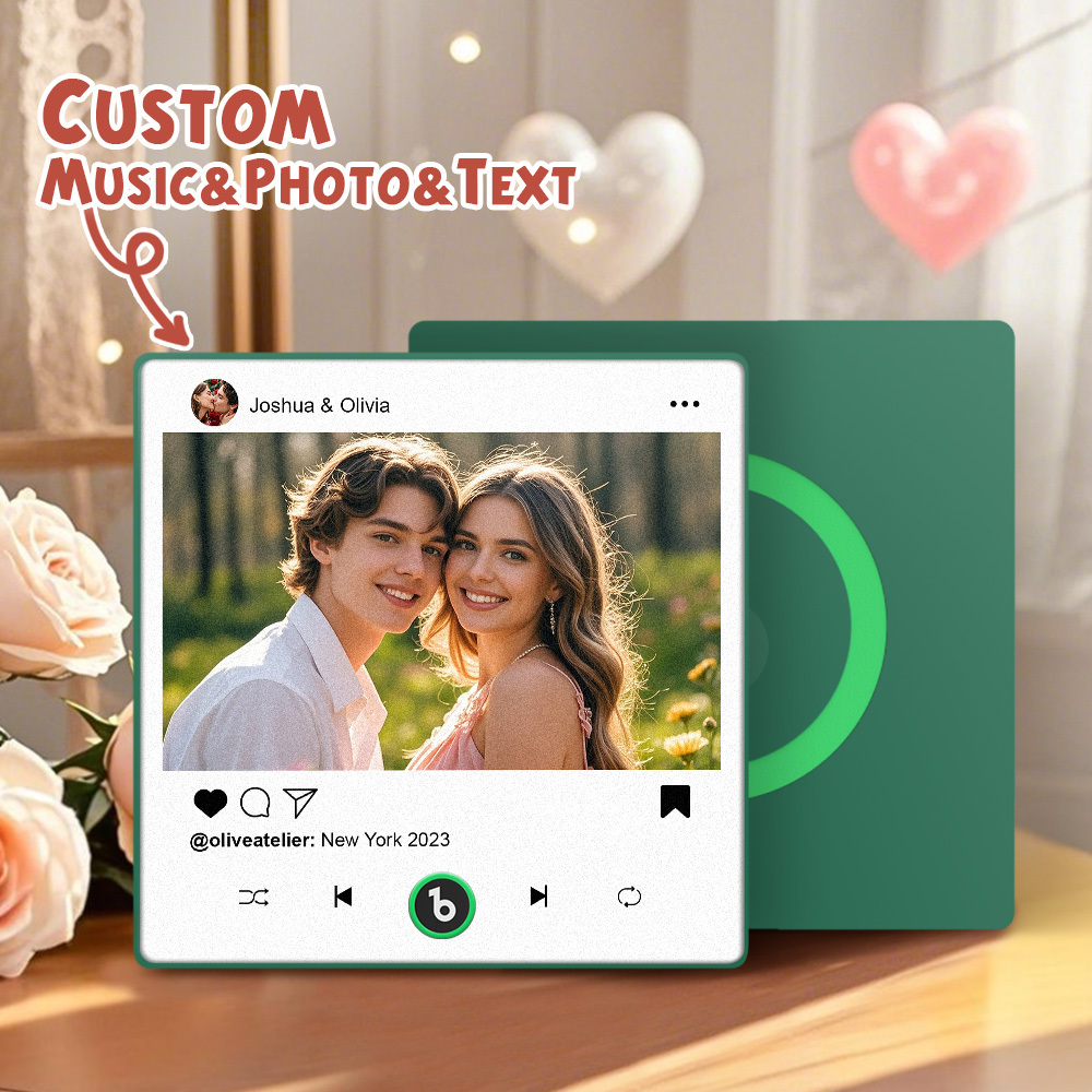 Custom Music Fridge Magnets Valentine's Day Gifts Custom Music Fridge Magnet Colorful Frame Album Fridge Magnet Can Play Songs Gift for Couple - Fridgebeats