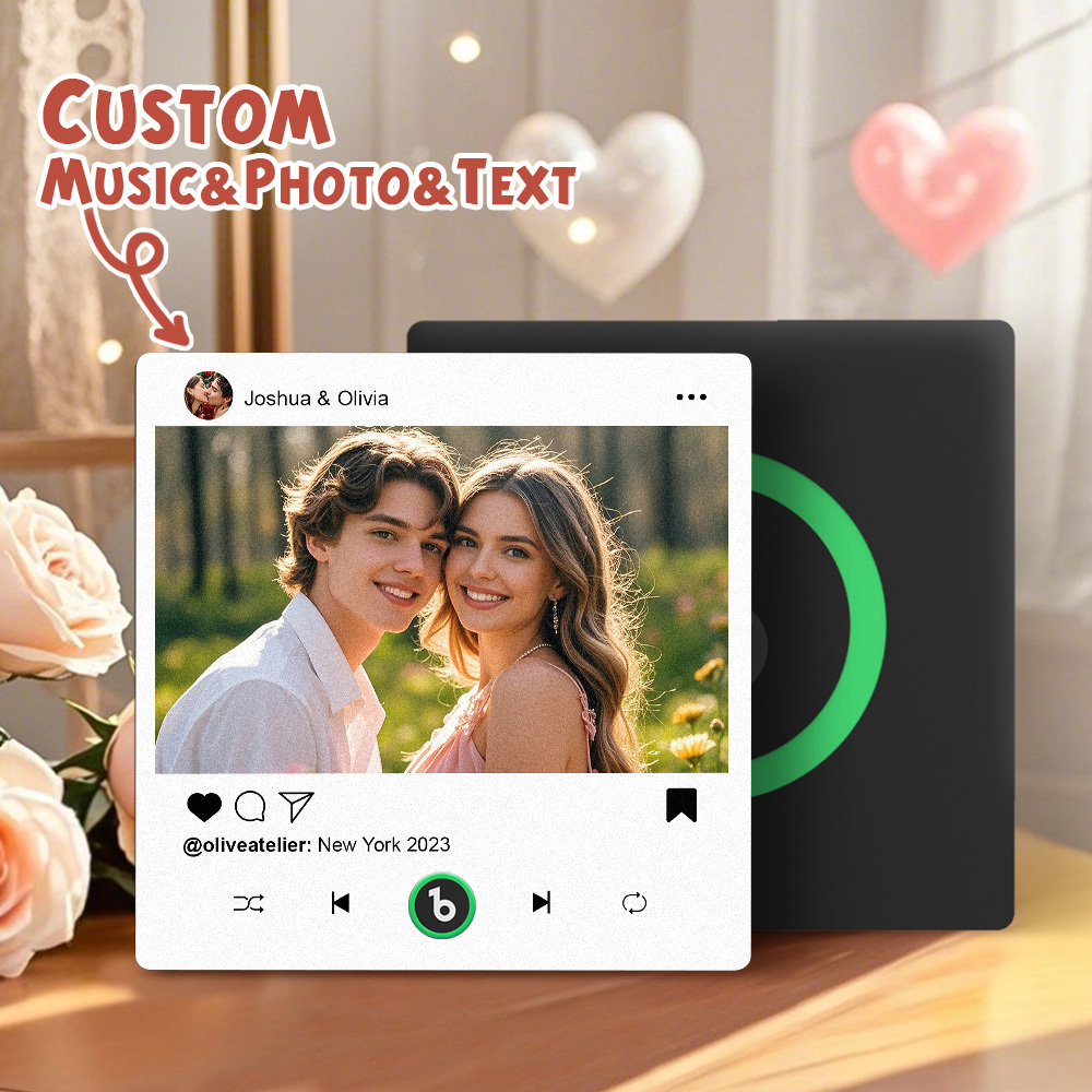 Custom Music Fridge Magnets Valentine's Day Gifts Custom Music Fridge Magnet Colorful Frame Album Fridge Magnet Can Play Songs Gift for Couple - Fridgebeats
