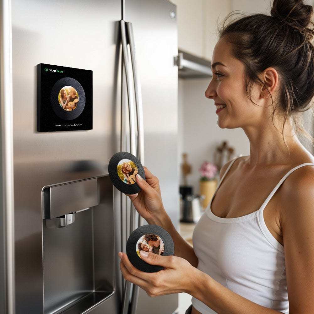 Custom Music & Photo Fridge Magnet Can Customize 1-6 Vinyl and Songs - GiftLab