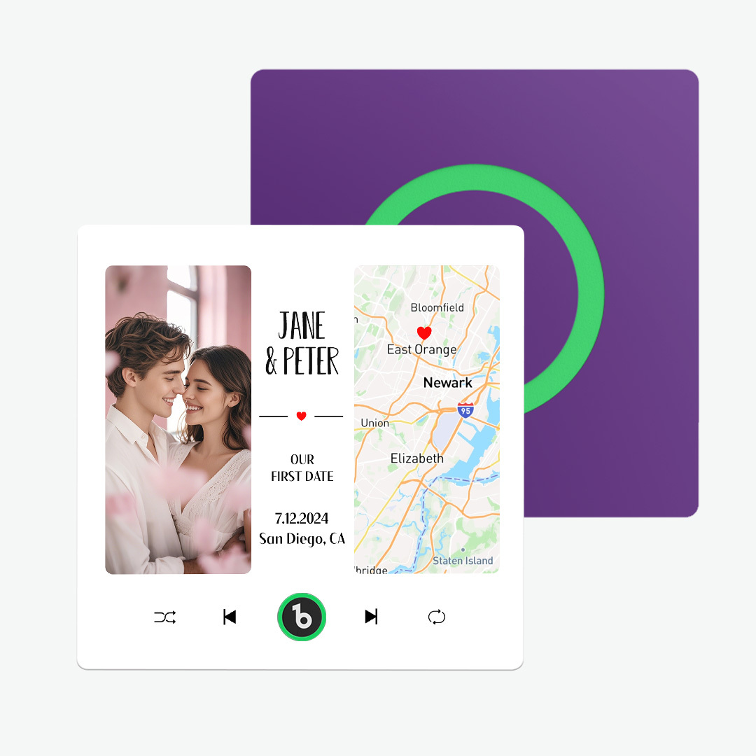 Custom Music Fridge Magnet with Photo and Map Upgraded Music Fridge Magnet Valentine's Gifts Our First Date - Fridgebeats