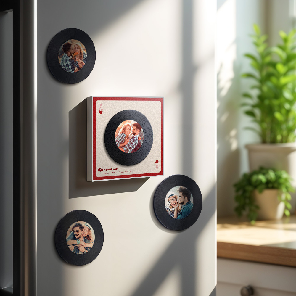 Custom Music & Photo Fridge Magnet Can Customize 1-6 Vinyl and Songs